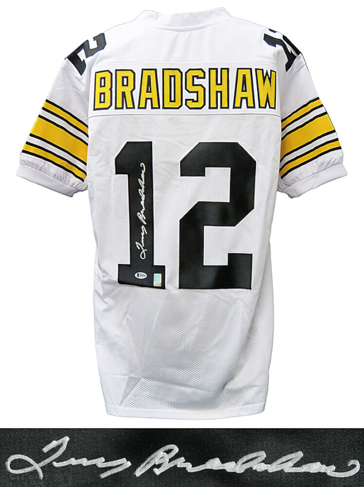 Terry Bradshaw Signed White Custom Football Jersey (Beckett) - BRAJRY302 - Terry Bradshaw Signed White Custom Football Jersey (Beckett) product image