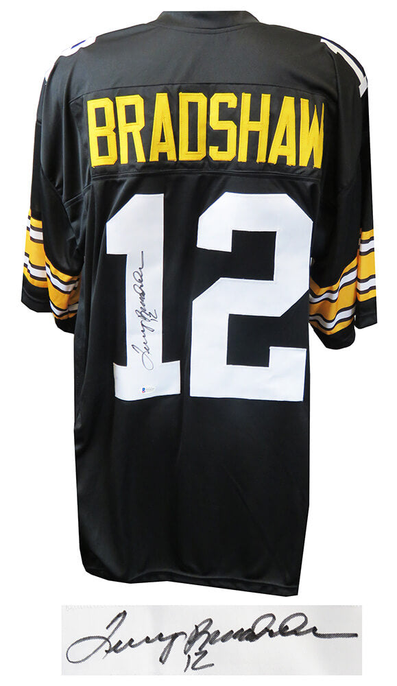 Terry Bradshaw Signed Black Custom Football Jersey (Beckett) - BRAJRY303 - Terry Bradshaw Signed Black Custom Football Jersey (Beckett) product image