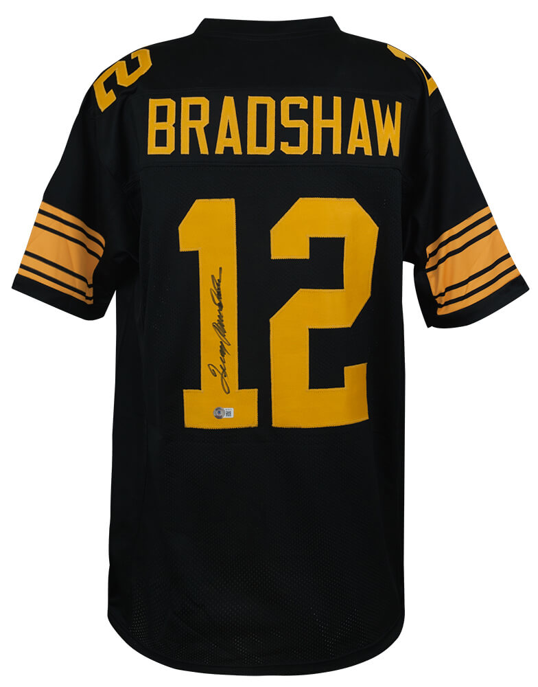 Terry Bradshaw Signed Black With Gold Numbers Custom Football Jersey - (Beckett) - BRAJRY305 - Terry Bradshaw Signed Black With Gold Numbers Custom Football Jersey - (Beckett) product image