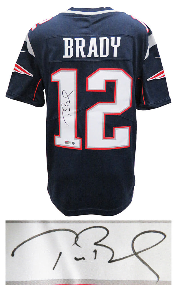 Tom Brady Signed New England Patriots Navy Nike Football Jersey - BRAJRY311 - Tom Brady Signed New England Patriots Navy Nike Football Jersey product image