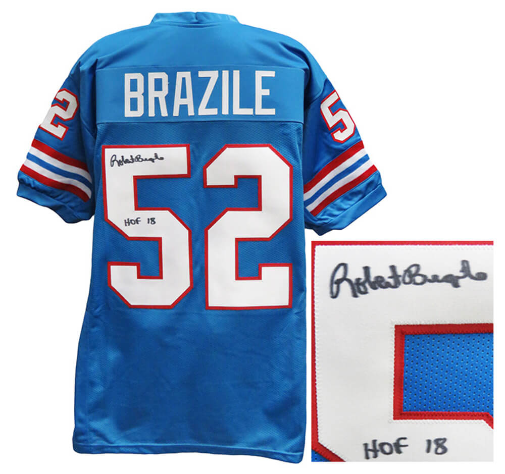 Robert Brazile Signed Blue Throwback Custom Football Jersey w/HOF'18 - BRAJRY320 - Robert Brazile Signed Blue Throwback Custom Football Jersey w/HOF'18 product image