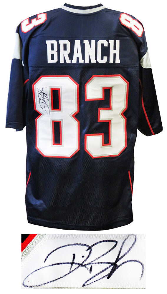 Deion Branch Signed Navy Custom Football Jersey - BRAJRY330 - Deion Branch Signed Navy Custom Football Jersey product image