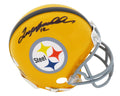Terry Bradshaw Signed Pittsburgh Steelers Throwback Gold Riddell Mini Helmet (Beckett) - BRAMIN312 - Terry Bradshaw Signed Pittsburgh Steelers Throwback Gold Riddell Mini Helmet (Beckett) product image
