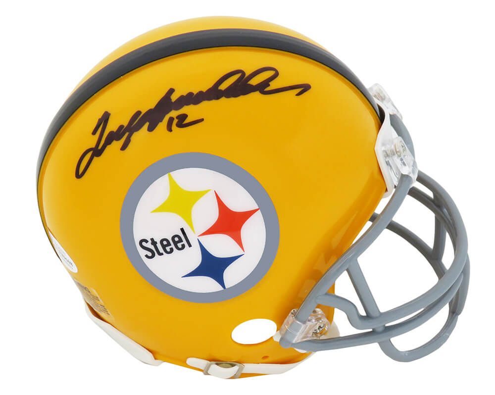 Terry Bradshaw Signed Pittsburgh Steelers Throwback Gold Riddell Mini Helmet (Beckett) - BRAMIN312 - Terry Bradshaw Signed Pittsburgh Steelers Throwback Gold Riddell Mini Helmet (Beckett) product image