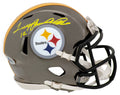 Terry Bradshaw Signed Pittsburgh Steelers Chrome Riddell Speed Mini Helmet (Beckett) - BRAMIN315 - Terry Bradshaw Signed Pittsburgh Steelers Chrome Riddell Speed Mini Helmet (Beckett) product image