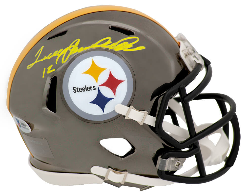 Terry Bradshaw Signed Pittsburgh Steelers Chrome Riddell Speed Mini Helmet (Beckett) - BRAMIN315 - Terry Bradshaw Signed Pittsburgh Steelers Chrome Riddell Speed Mini Helmet (Beckett) product image