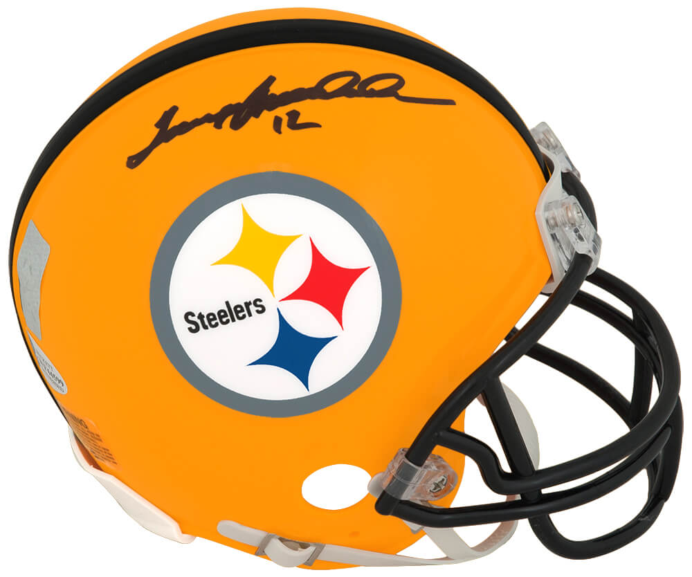 Terry Bradshaw Signed Pittsburgh Steelers Gold Riddell (VSR4) Mini Helmet (Beckett) - BRAMIN317 - Terry Bradshaw Signed Pittsburgh Steelers Gold Riddell (VSR4) Mini Helmet (Beckett) product image