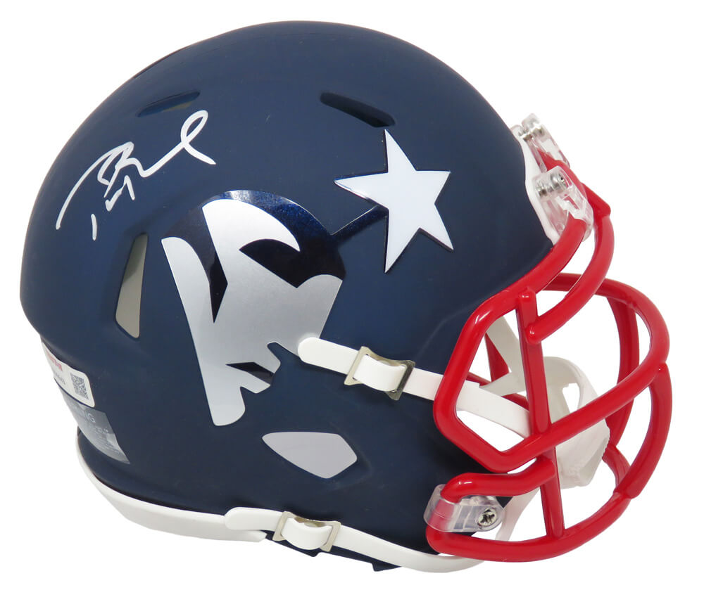 Tom Brady Signed New England Patriots AMP Riddell Speed Mini Helmet - BRAMIN322 - Tom Brady Signed New England Patriots AMP Riddell Speed Mini Helmet product image