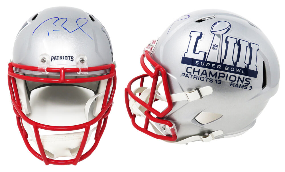 Tom Brady Signed New England Patriots Super Bowl LIII (53) Champions Riddell Full Size Replica Helmet - BRAREP304 - Tom Brady Signed New England Patriots Super Bowl LIII (53) Champions Riddell Full Size Replica Helmet product image