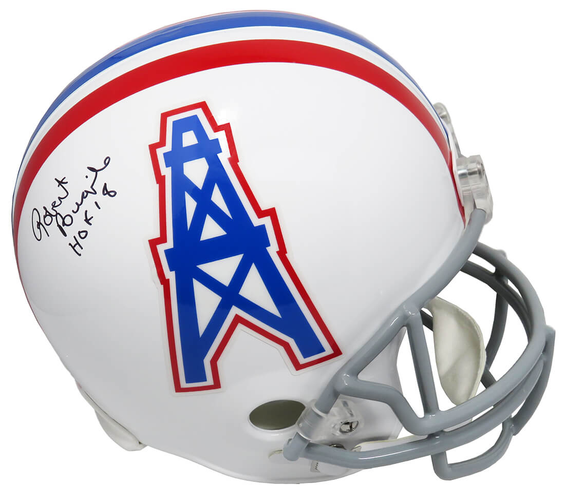 Robert Brazile Signed Houston Oilers Throwback Riddell Full Size Replica Helmet w/HOF'18 - BRAREP320 - Robert Brazile Signed Houston Oilers Throwback Riddell Full Size Replica Helmet w/HOF'18 product image
