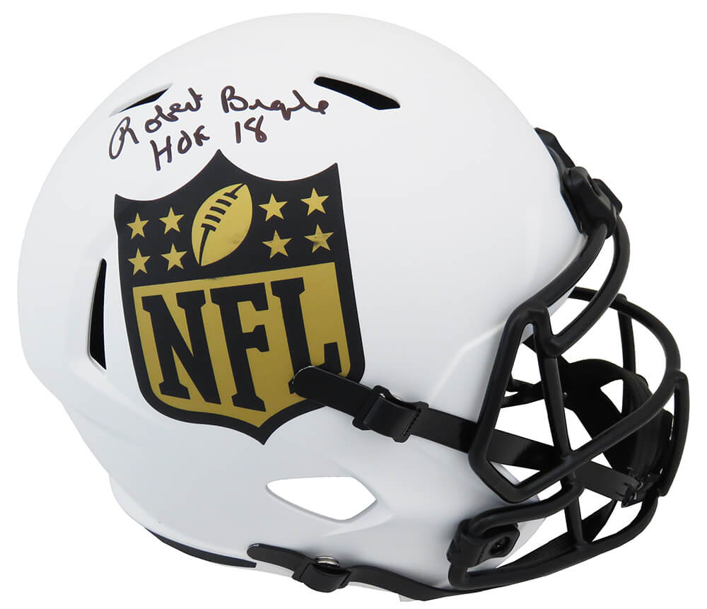 Robert Brazile Signed NFL Shield Logo Lunar Eclipse White Matte Riddell Full Size Speed Replica helmet w/HOF'18 - BRAREP323 - Robert Brazile Signed NFL Shield Logo Lunar Eclipse White Matte Riddell Full Size Speed Replica helmet w/HOF'18 product image