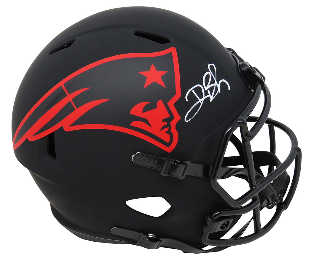 Deion Branch Signed New England Patriots Eclipse Black Matte Riddell Full Size Speed Replica Helmet - BRAREP331 - Deion Branch Signed New England Patriots Eclipse Black Matte Riddell Full Size Speed Replica Helmet product image