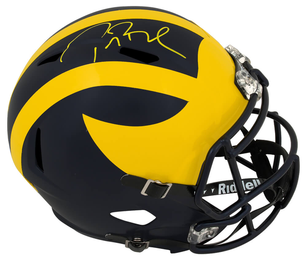 Tom Brady Signed Michigan Wolverines Riddell Full Size Speed Replica Helmet (Fanatics) - BRAREP352 - Tom Brady Signed Michigan Wolverines Riddell Full Size Speed Replica Helmet (Fanatics) product image