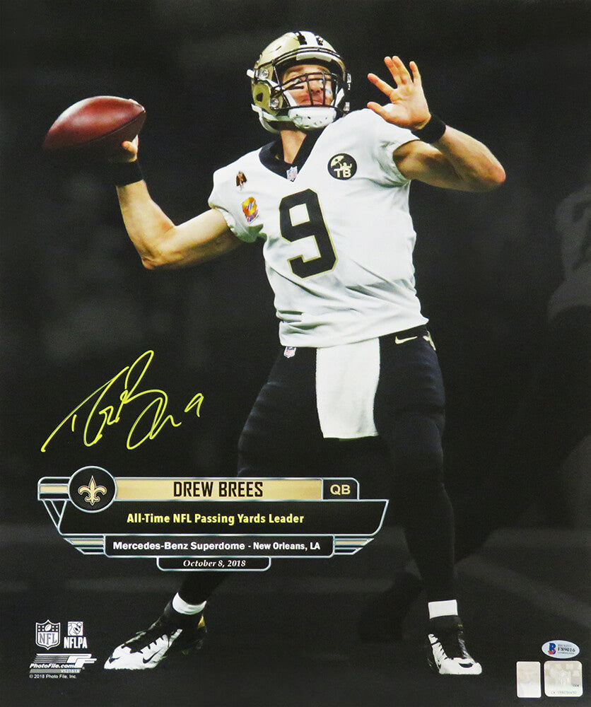 Drew Brees Signed New Orleans Saints All Time Passing Leader Spotlight 16x20 Photo (Beckett) - BRE16P300 - Drew Brees Signed New Orleans Saints All Time Passing Leader Spotlight 16x20 Photo (Beckett) product image
