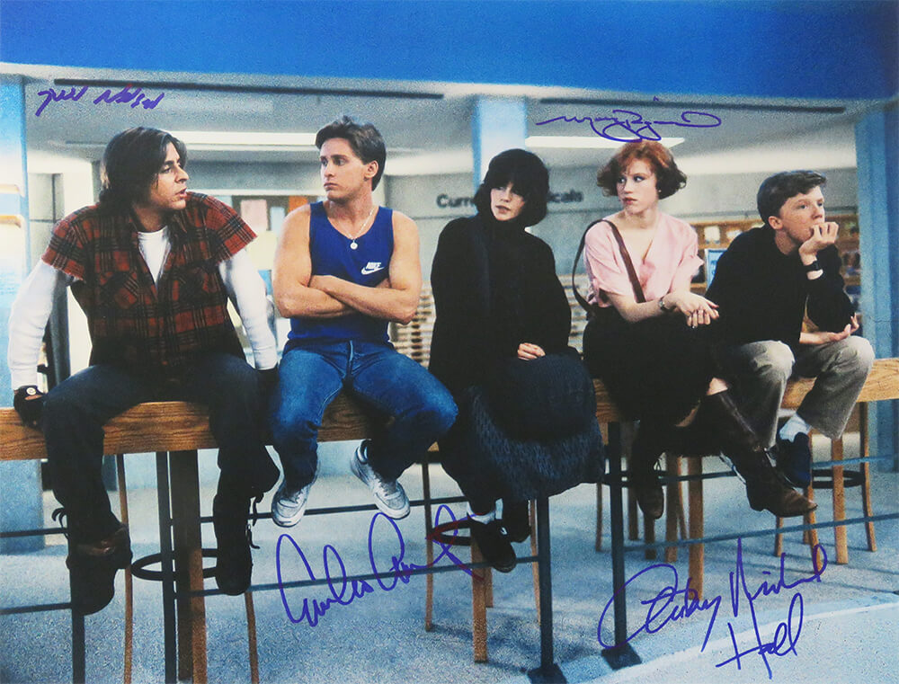The Breakfast Club Cast Signed The Breakfast Club Cast Sitting On Chairs 16x20 Photo (Estevez, Ringwald, Nelson, Hall) - BRE16P521 - The Breakfast Club Cast Signed The Breakfast Club Cast Sitting On Chairs 16x20 Photo (Estevez, Ringwald, Nelson, Hall) product image