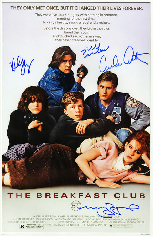 The Breakfast Club Cast Signed The Breakfast Club 11x17 Movie Poster (Estevez, Ringwald, Nelson, Sheedy) - BREPST500 - The Breakfast Club Cast Signed The Breakfast Club 11x17 Movie Poster (Estevez, Ringwald, Nelson, Sheedy) product image