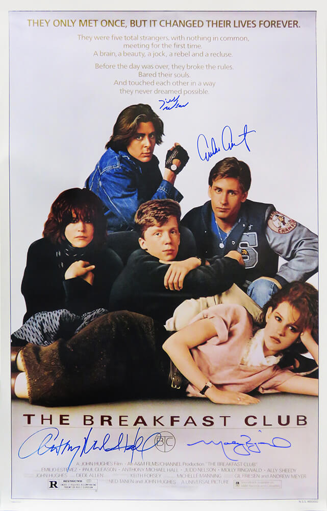 The Breakfast Club Cast Signed The Breakfast Club 27x40 Movie Poster (Estevez, Ringwald, Nelson, Hall) - BREPST523 - The Breakfast Club Cast Signed The Breakfast Club 27x40 Movie Poster (Estevez, Ringwald, Nelson, Hall) product image