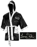 Lamon Brewster Signed Title Black Boxing Robe w/Relentless - BREROB500 - Lamon Brewster Signed Title Black Boxing Robe w/Relentless product image