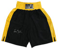 Lamon Brewster Signed Title Black With Gold Trim Boxing Trunks - BRETRU500 - Lamon Brewster Signed Title Black With Gold Trim Boxing Trunks product image