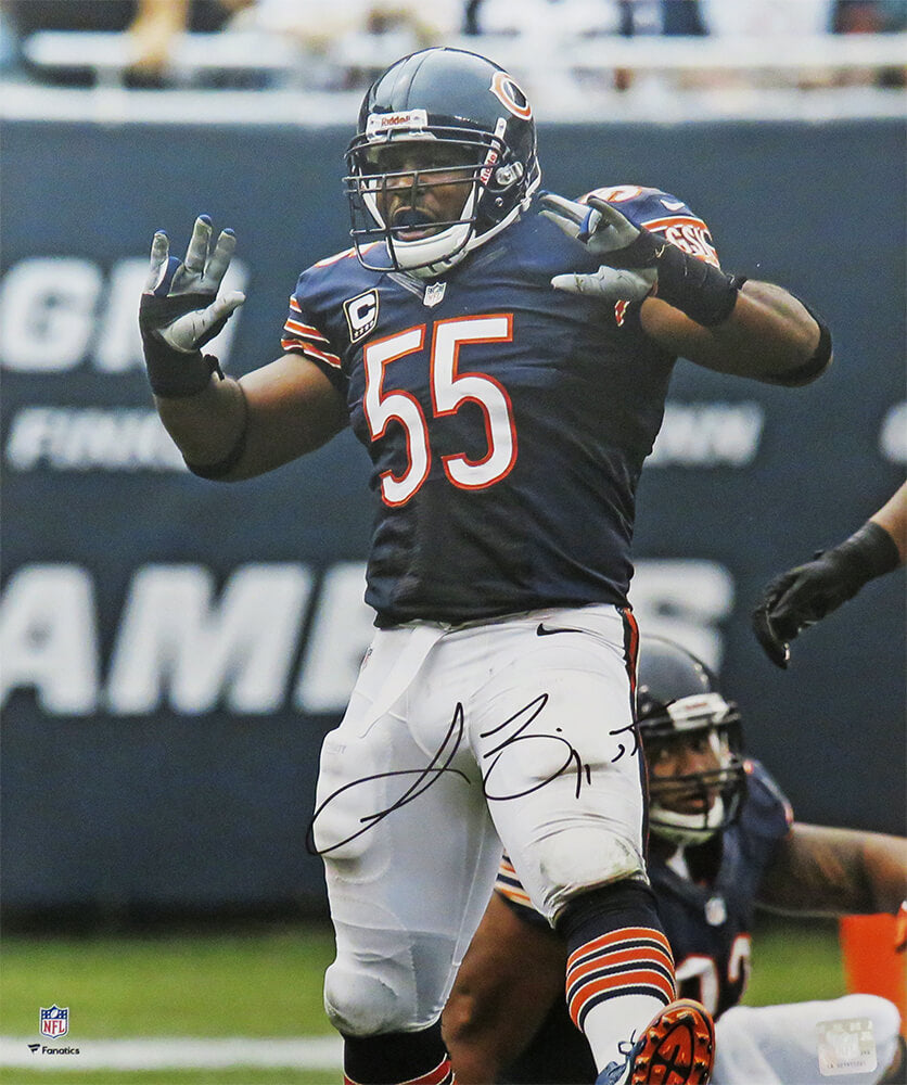 Lance Briggs Signed Chicago Bears Navy Jersey Action 16x20 Photo - BRI16P300 - Lance Briggs Signed Chicago Bears Navy Jersey Action 16x20 Photo product image