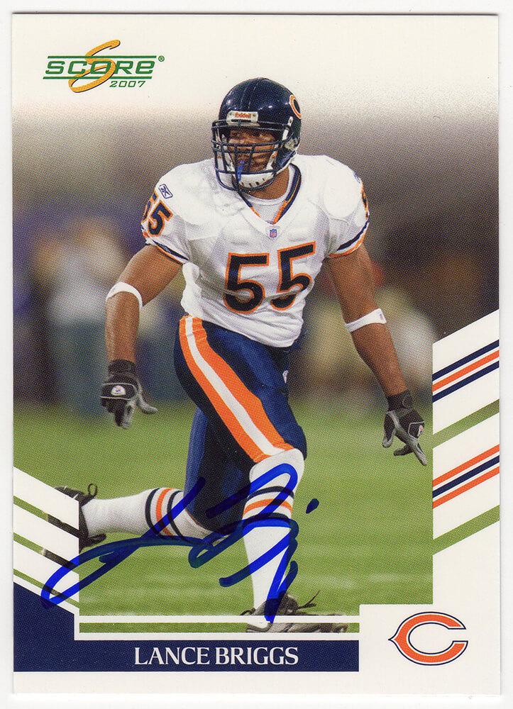 Lance Briggs Signed Chicago Bears 2007 Score Football Trading Card #40 - BRICAR303 - Lance Briggs Signed Chicago Bears 2007 Score Football Trading Card #40 product image