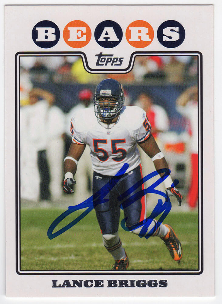 Lance Briggs Signed Chicago Bears 2008 Topps Football Trading Card #243 - BRICAR307 - Lance Briggs Signed Chicago Bears 2008 Topps Football Trading Card #243 product image
