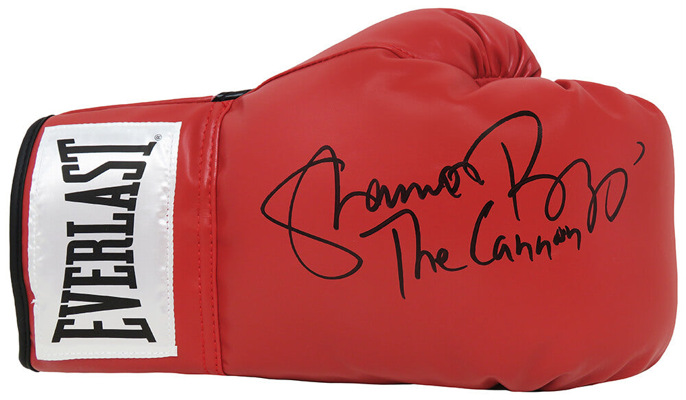 Shannon Briggs Signed Red Everlast Boxing Glove w/The Cannon - BRIGLV501 - Shannon Briggs Signed Red Everlast Boxing Glove w/The Cannon product image