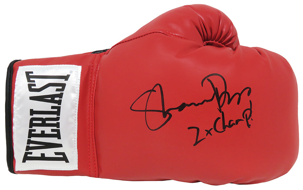 Shannon Briggs Signed Red Everlast Boxing Glove w/2x Champ - BRIGLV502 - Shannon Briggs Signed Red Everlast Boxing Glove w/2x Champ product image