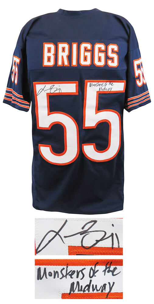Lance Briggs Signed Navy Custom Football Jersey w/Monsters of the Midway - BRIJRY303 - Lance Briggs Signed Navy Custom Football Jersey w/Monsters of the Midway product image