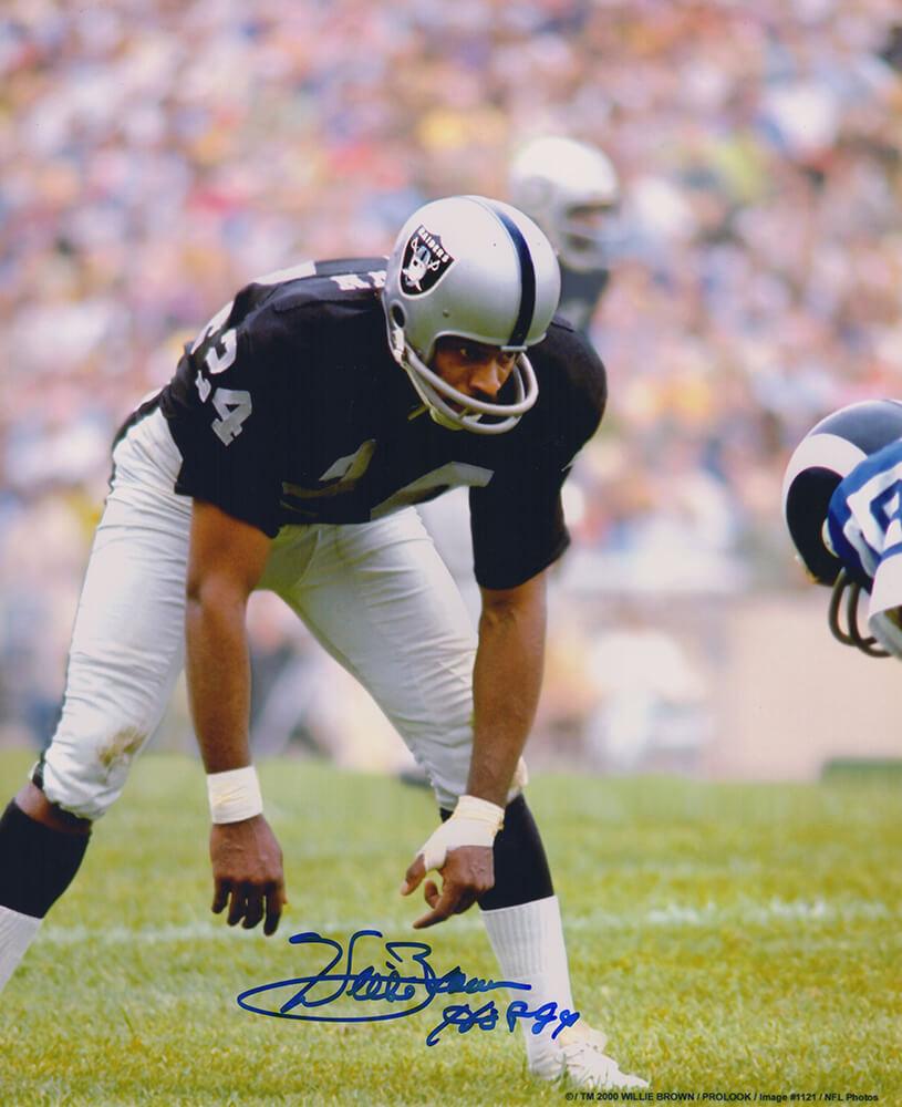 Willie Brown Signed Raiders Stance 8x10 Photo w/HOF'84  - (In Blue) - BRO08P305 - Willie Brown Signed Raiders Stance 8x10 Photo w/HOF'84 - (In Blue) product image