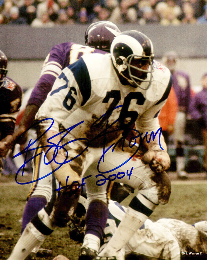 Bob Brown Signed Rams Action vs Vikings 8x10 Photo w/HOF 2004 - BRO08P321 - Bob Brown Signed Rams Action vs Vikings 8x10 Photo w/HOF 2004 product image