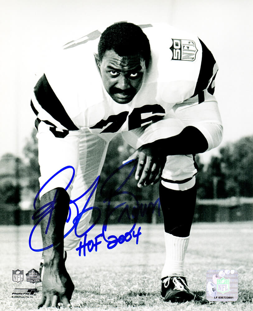 Bob Brown Signed LA Rams Stance Pose B&W 8x10 Photo w/HOF 2004 - BRO08P322 - Bob Brown Signed LA Rams Stance Pose B&W 8x10 Photo w/HOF 2004 product image
