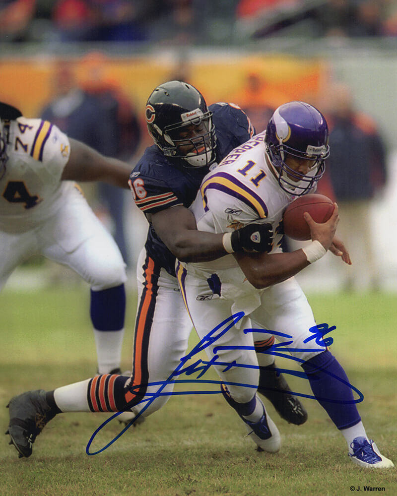 Alex Brown Signed Chicago Bears Sacking Culpepper 8x10 Photo - BRO08P355 - Alex Brown Signed Chicago Bears Sacking Culpepper 8x10 Photo product image