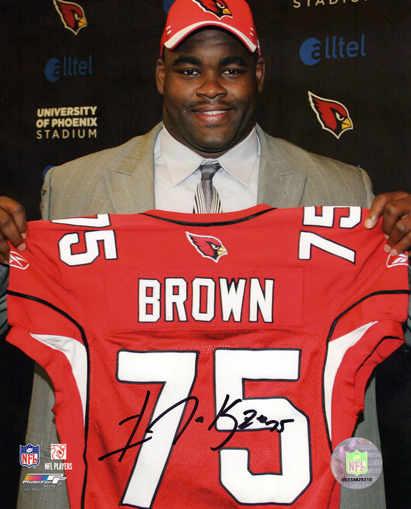 Levi Brown Signed Arizona Cardinals Holding Draft Day Jersey 8x10 Photo - BRO08P365TW - Levi Brown Signed Arizona Cardinals Holding Draft Day Jersey 8x10 Photo product image