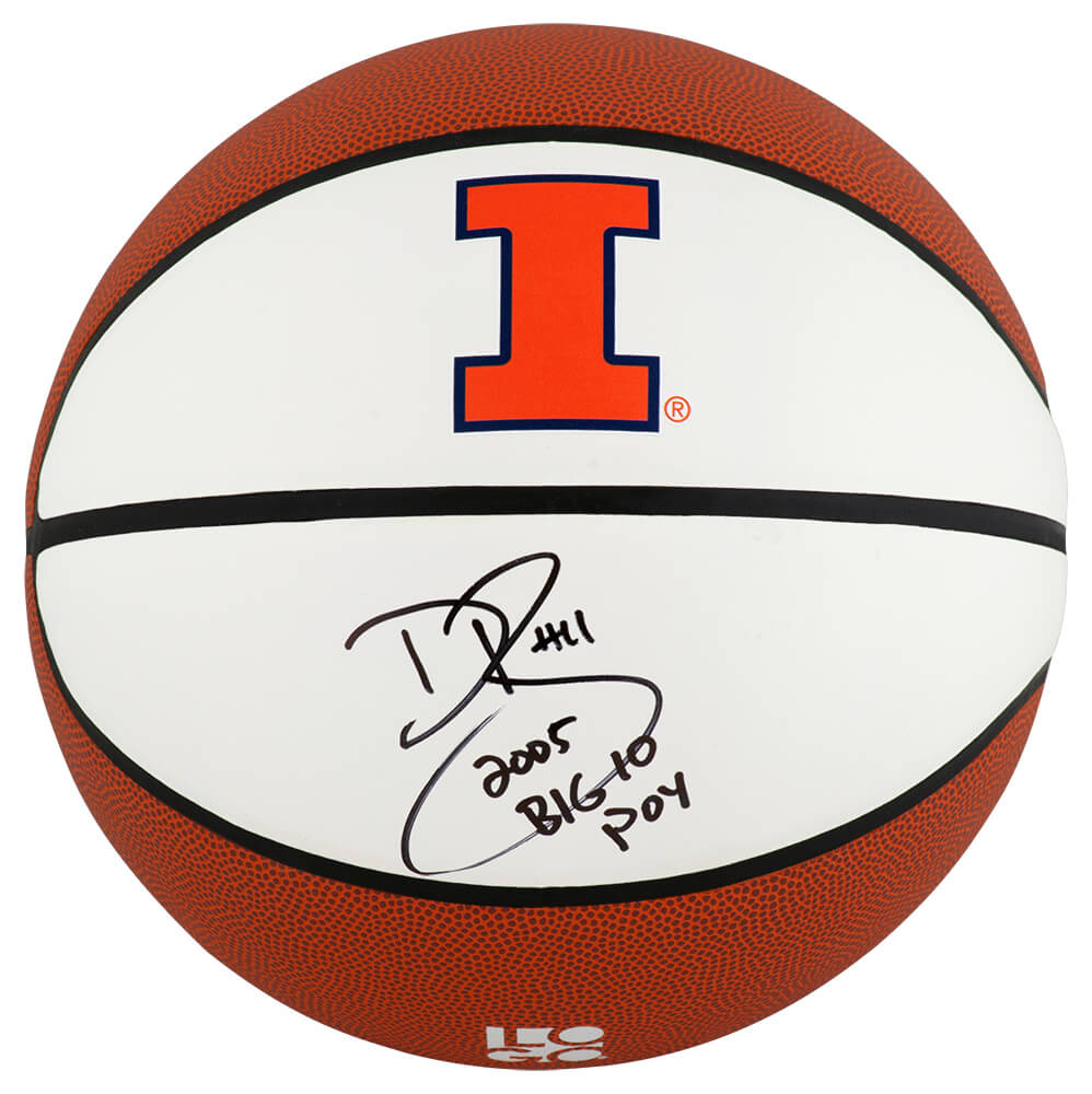 Dee Brown Signed Illinois Fighting Illini Logo Brand White Panel Basketball w/05 Big 10 POY - BROBSK200 - Dee Brown Signed Illinois Fighting Illini Logo Brand White Panel Basketball w/05 Big 10 POY product image