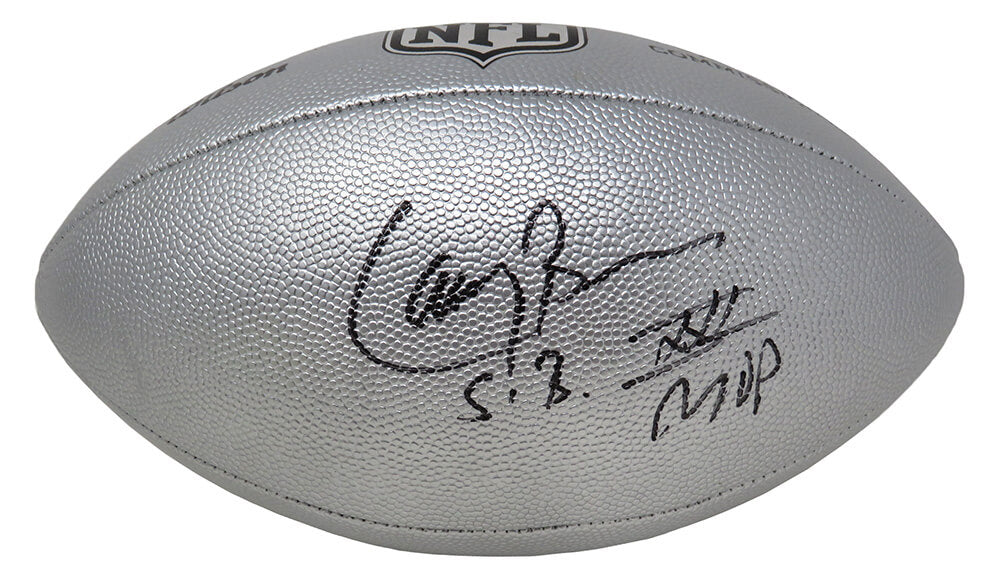 Larry Brown Signed Wilson Duke Silver Metallic NFL Full Size Replica Football w/SB XXX MVP - BROFTB321 - Larry Brown Signed Wilson Duke Silver Metallic NFL Full Size Replica Football w/SB XXX MVP product image