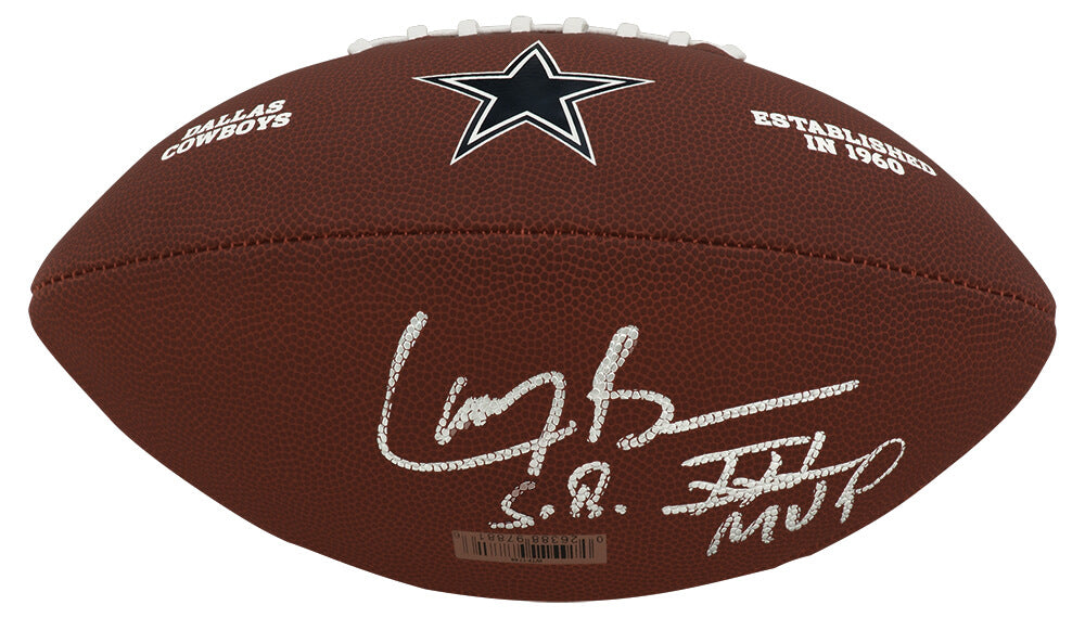 Larry Brown Signed Dallas Cowboys Wilson Brown Logo Football w/SB XXX MVP - BROFTB323 - Larry Brown Signed Dallas Cowboys Wilson Brown Logo Football w/SB XXX MVP product image