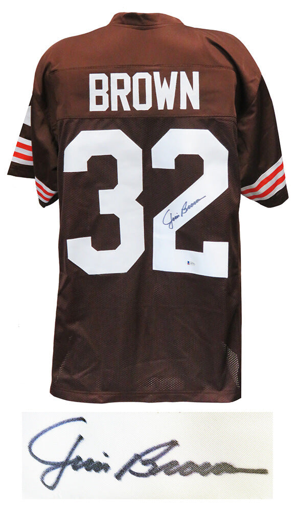 Jim Brown Signed Brown Throwback Custom Football Jersey (Beckett) - BROJRY311 - Jim Brown Signed Brown Throwback Custom Football Jersey (Beckett) product image