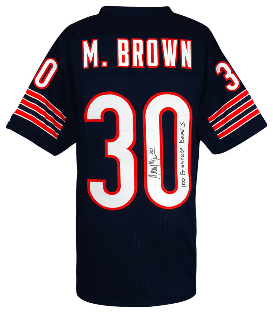 Mike Brown Signed Navy Custom Football Jersey w/100 Greatest Bears - BROJRY341 - Mike Brown Signed Navy Custom Football Jersey w/100 Greatest Bears product image