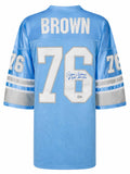 Roger Brown Signed Blue Custom Football Jersey w/8 Yrs All Pro - BROJRY350 - Roger Brown Signed Blue Custom Football Jersey w/8 Yrs All Pro product image