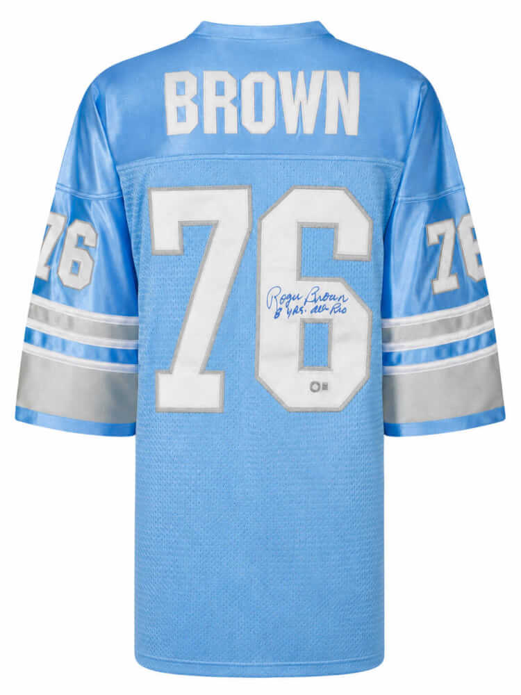 Roger Brown Signed Blue Custom Football Jersey w/8 Yrs All Pro - BROJRY350 - Roger Brown Signed Blue Custom Football Jersey w/8 Yrs All Pro product image