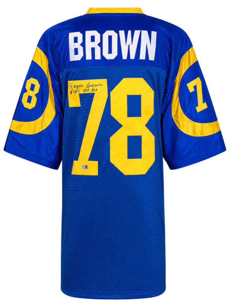 Roger Brown Signed Blue Throwback Custom Football Jersey w/8 Yrs All Pro - BROJRY351 - Roger Brown Signed Blue Throwback Custom Football Jersey w/8 Yrs All Pro product image
