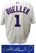Matthew Broderick Signed Chicago Cubs White Pinstripe 'Bueller #1' Majestic Replica Jersey - BROJRY500 - Matthew Broderick Signed Chicago Cubs White Pinstripe 'Bueller #1' Majestic Replica Jersey product image
