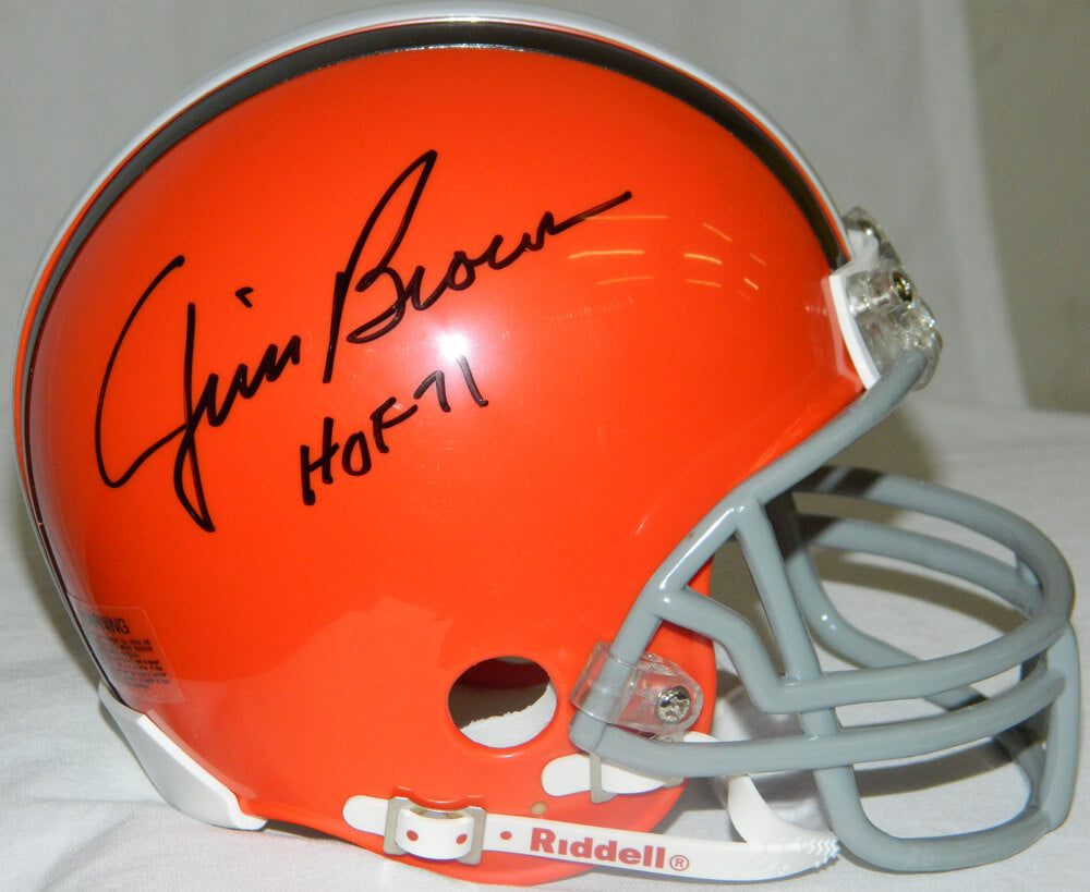 Jim Brown Signed Browns Throwback Riddell Mini Helmet w/"HOF'71" - BROMIN300 - Jim Brown Signed Browns Throwback Riddell Mini Helmet w/"HOF'71" product image