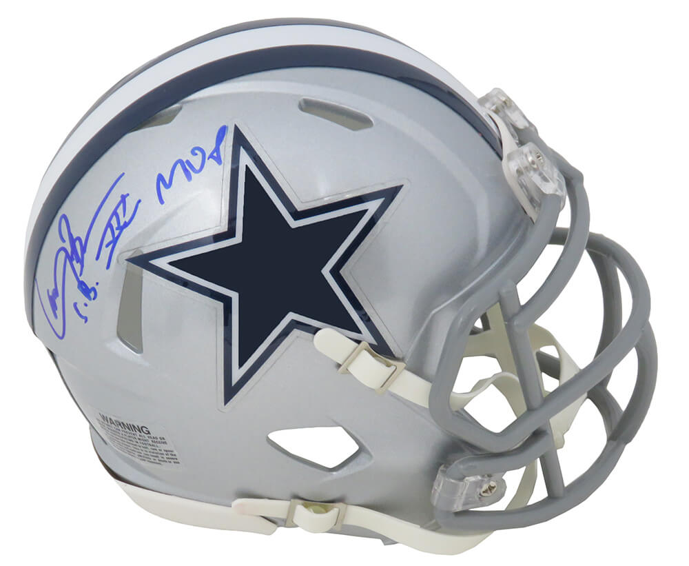 Larry Brown Signed Dallas Cowboys Riddell Speed Mini Helmet w/SB XXX MVP - BROMIN330 - Larry Brown Signed Dallas Cowboys Riddell Speed Mini Helmet w/SB XXX MVP product image