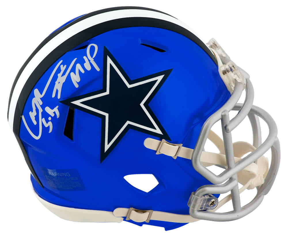 Larry Brown Signed Dallas Cowboys FLASH Riddell Speed Mini Helmet w/SB XXX MVP - BROMIN335 - Larry Brown Signed Dallas Cowboys FLASH Riddell Speed Mini Helmet w/SB XXX MVP product image