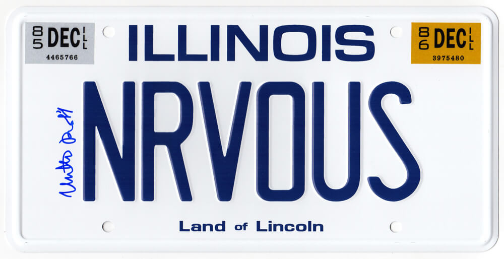 Matthew Broderick Signed Ferris Bueller's Day Off 'NRVOUS' Illinois License Plate - BROOTH500 - Matthew Broderick Signed Ferris Bueller's Day Off 'NRVOUS' Illinois License Plate product image