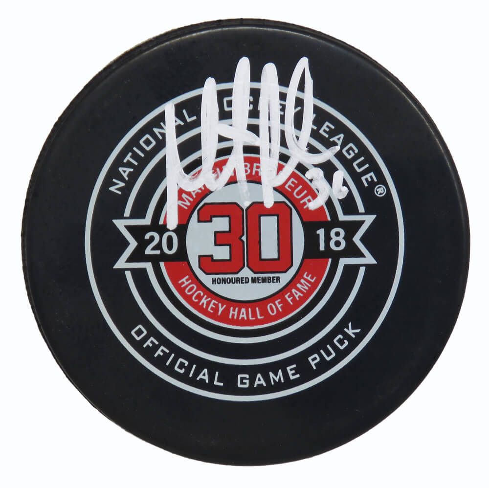 Martin Brodeur Signed 2018 Martin Brodeur Hall of Fame Logo Official Hockey Puck (Fanatics) - BROPUC420 - Martin Brodeur Signed 2018 Martin Brodeur Hall of Fame Logo Official Hockey Puck (Fanatics) product image