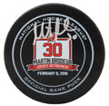 Martin Brodeur Signed New Jersey Devils February 9, 2016 Jersey Retirement Night Logo Official Hockey Puck (Fanatics) - BROPUC422 - Martin Brodeur Signed New Jersey Devils February 9, 2016 Jersey Retirement Night Logo Official Hockey Puck (Fanatics) product image