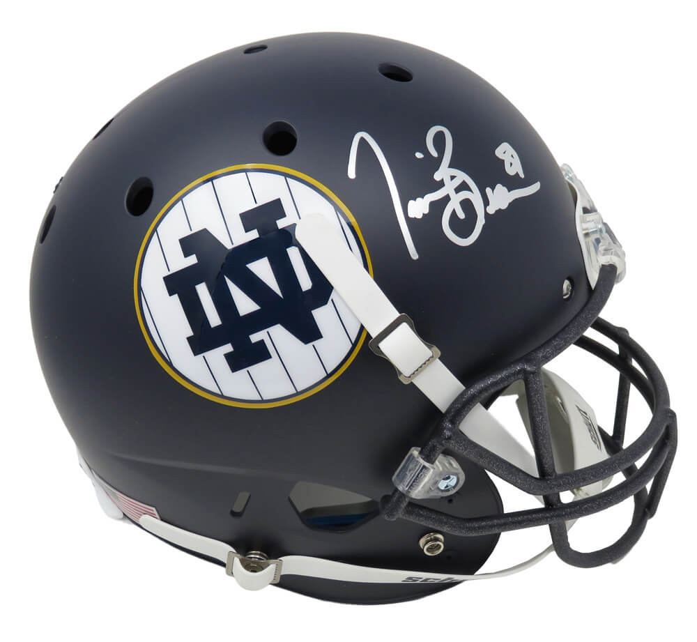 Tim Brown Signed Notre Dame Shamrock Series Navy Matte Schutt Full Size Replica Helmet - BROREP321 - Tim Brown Signed Notre Dame Shamrock Series Navy Matte Schutt Full Size Replica Helmet product image